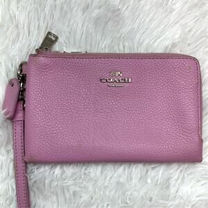 COACH Pink Double Zipper Wristlet